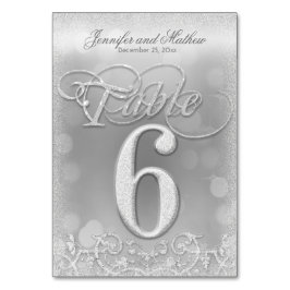 Bordsnummer 6 Elegant Silver Faux Glitter