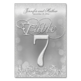 Bordsnummer 7 Elegant Silver Faux Glitter