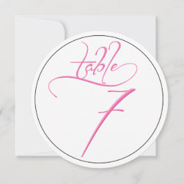 Bordsnummer 7-kort för rosa Calligraphy Script Rou