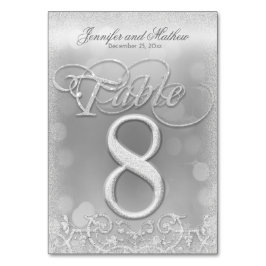 Bordsnummer 8 Elegant Silver Faux Glitter