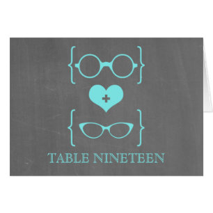 Bordsnummer av Aqua Geeky Glass Chalkboard-kort Hälsningskort