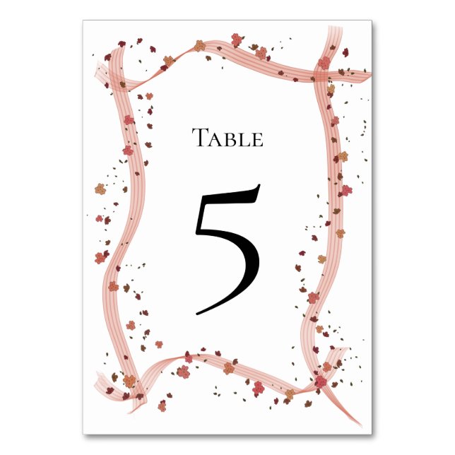 Bordsnummer av band och blommor i hand plockade (Framsidan)