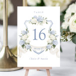 Bordsnummer av blommigt Blue White Hydrangea Vapen<br><div class="desc">Blommigt Elegant Blåvitt Hydrangea Vapensköld Bordsnummer</div>