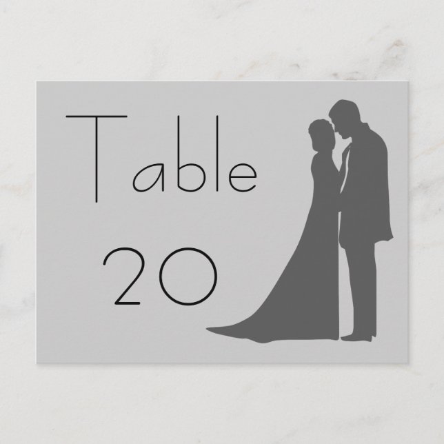 Bordsnummer av Bride och Groom silhouette-kort (Framsida)