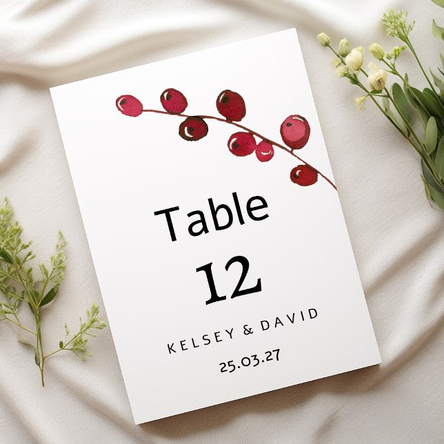 Bordsnummer av burgundisk vattenfärgad blommigt (Burgundy watercolor berries floral Table Numbers)