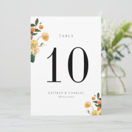 Bordsnummer av Citrus Orange Blommigt
