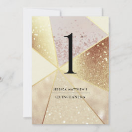 Bordsnummer av elegant för geometrisk champagneolj