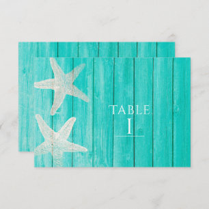 Bordsnummer av Eleganten Teal Wood & Starfish Beac