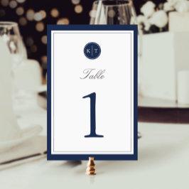 Bordsnummer av marint och vitt monogram