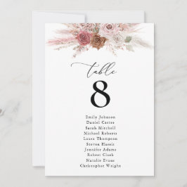 Bordsnummer av Pampas rosa blommigt