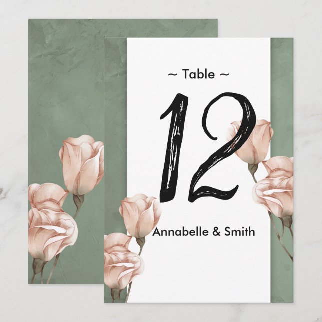 bordsnummer av trendig greeneri (Fram/baksida)