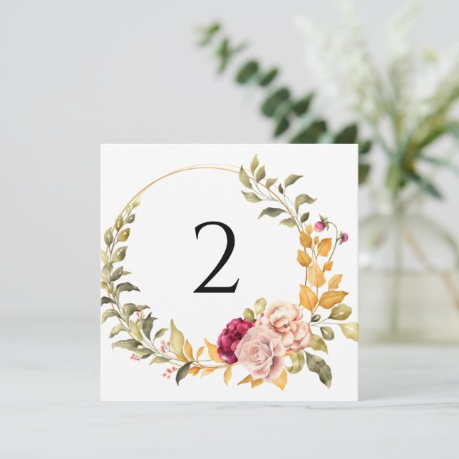 Bordsnummer blommigt gräns enkel elegant (Stående Fram)