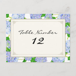 Bordsnummer Blue Hydrangea Snöre Blommigt Formellt