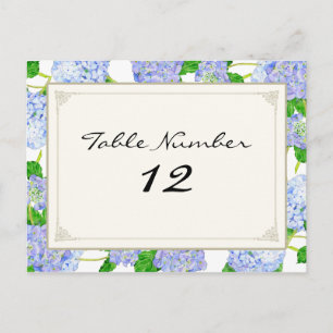 Bordsnummer Blue Hydrangea Snöre Blommigt Formellt