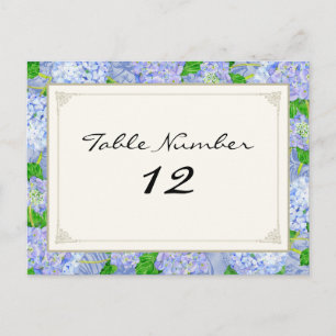 Bordsnummer Blue Hydrangea Snöre Blommigt Formellt