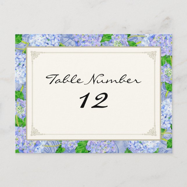 Bordsnummer Blue Hydrangea Snöre Blommigt Formellt (Framsida)