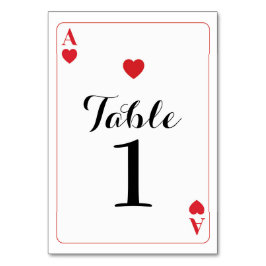 Bordsnummer Bröllop Ace of Hearts Spelkort