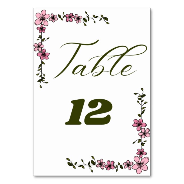 Bordsnummer Bröllop-kort (Framsidan)