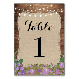 Bordsnummer Bröllop Rustic Burlap Ljus Lila
