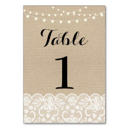 Bordsnummer Bröllop Rustik Burlap Ljus Snöre