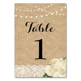 Bordsnummer Bröllop Rustik Burlap Ljus Snöre