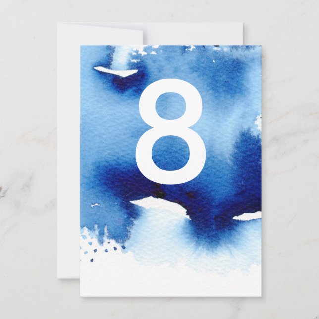 BORDSNUMMER bröllop snyggt, marin vattenfärg (Framsida)