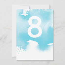 BORDSNUMMER bröllop snyggt Vattenblått vattenfärg