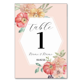 Bordsnummer Bröllop Sommarfärgen Blommigt