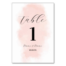 Bordsnummer Bröllop Watercolor Peach Tvättar