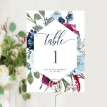 Bordsnummer Card Berry, Blue and Burgundy Blommigt<br><div class="desc">bordsnummer av elegant med vackra vattenfärgade blommigtar bouquet och moderna,  handskrivna kalligrafidetaljer. Blommigt i en vacker blandning av bär,  burgundi,  lila,  dammblått och marint nyanser. En del av vår "Berry,  Blue and Burgundy Blommigt"-samling.</div>