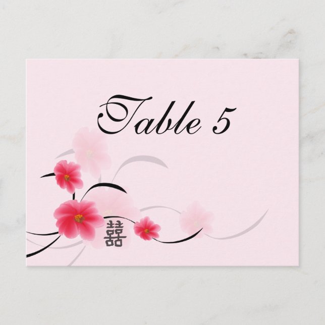 bordsnummer Card Rosa Blommar Dubbla  Happity (Framsida)