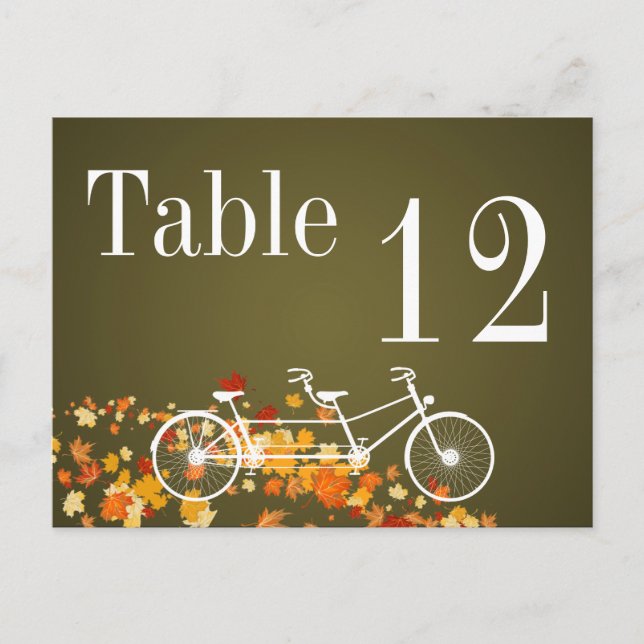Bordsnummer Card Whimsical Brown Fall Dubbla Bike (Framsida)