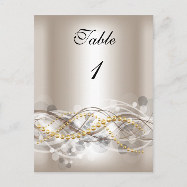Bordsnummer Cards Cream White Guld (Framsida)