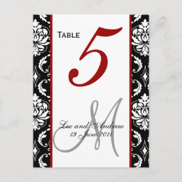 Bordsnummer Cards Damask Red