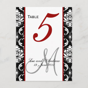 Bordsnummer Cards Damask Red