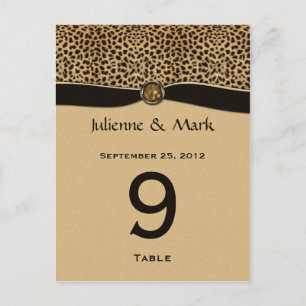 Bordsnummer Cards Leopard Skriv ut FAUX Ribbon Jew