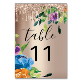 Bordsnummer Dricks Blommigtar Navy Ro Bröllop