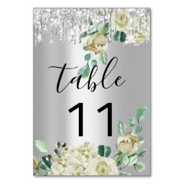 Bordsnummer Drives Silver Mint Glitter Bröllop