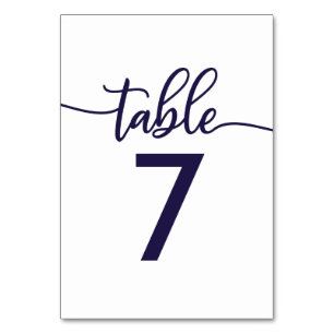 Bordsnummer Elegant Calligraphy Navy Blue