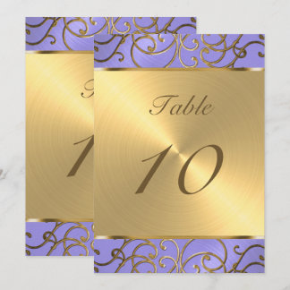 Bordsnummer Elegant Lavender Lila Guld Filigree
