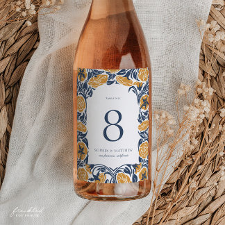 Bordsnummer-etikett för art nouveau Vin Flaska Vinflaska Etikett