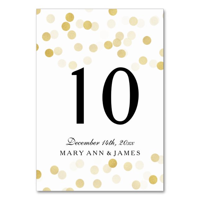 Bordsnummer Faux Gold Foil Glitter Ljus (Framsidan)