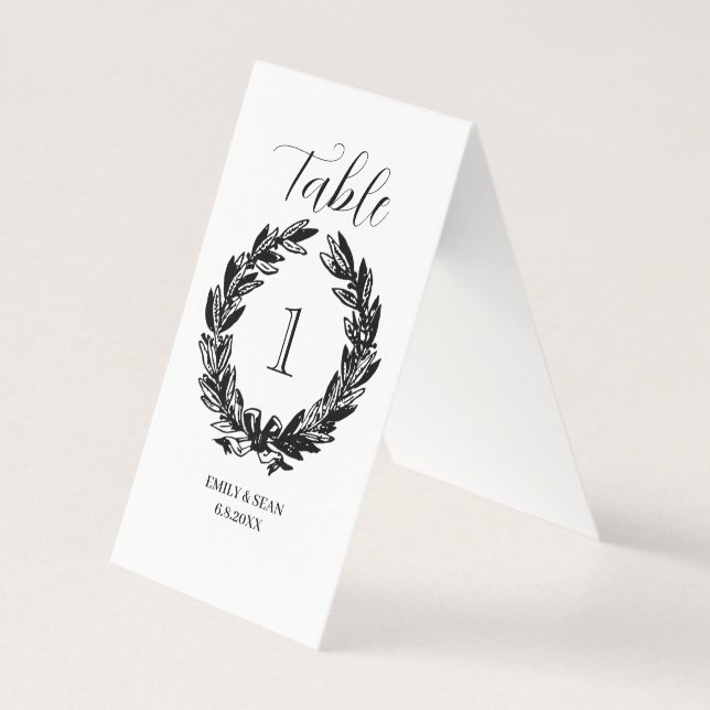 Bordsnummer för andningsinandning i Monogram Bröll Kort (Framsida)