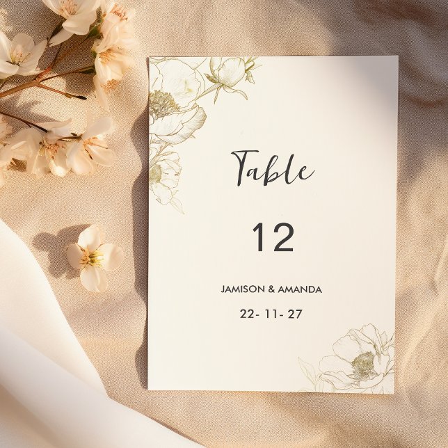 Bordsnummer för blommigt av lyxvita guld-peonpeone (Luxury white gold peony floral Table Numbers)