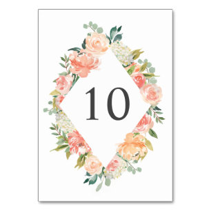 Bordsnummer för Blommigten elegant för persikor, v