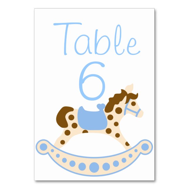 Bordsnummer för Blue Rocking Horse Baby Shower (Framsidan)