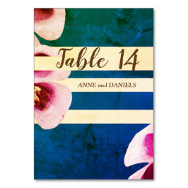 Bordsnummer för bordskort, Elegant blå Blommigt