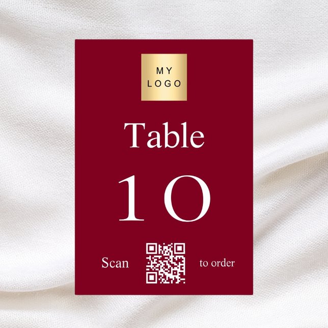 Bordsnummer för Burgundy white business logotyp QR (Skapare uppladdad)