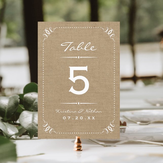 Bordsnummer för Burlap Rustic-Chic (Skapare uppladdad)