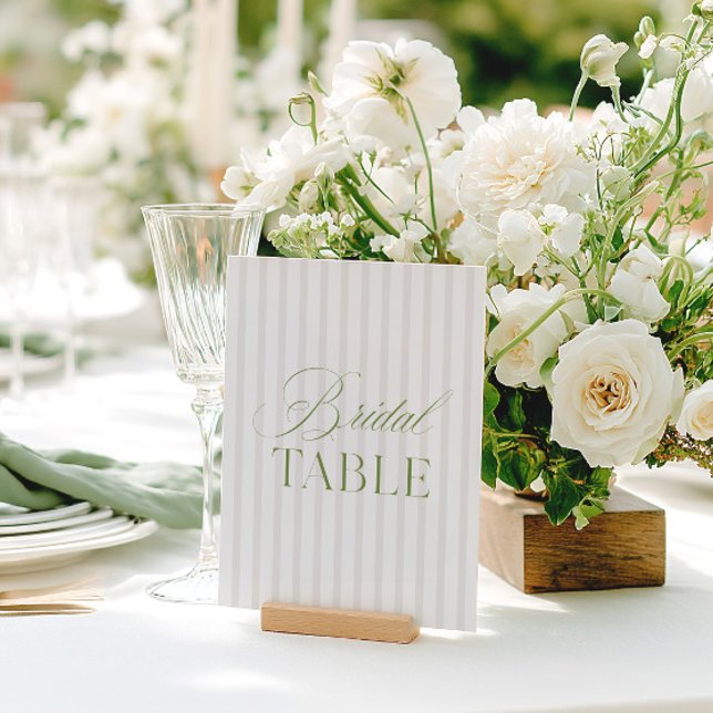 Bordsnummer för elegant Sage Grönt & Beige Möhippa (Elegant Sage Green & Beige Bridal Table Number)